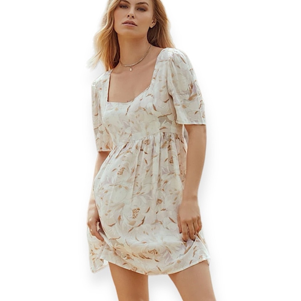 saltwater LUXE Cream Floral Mini Dress